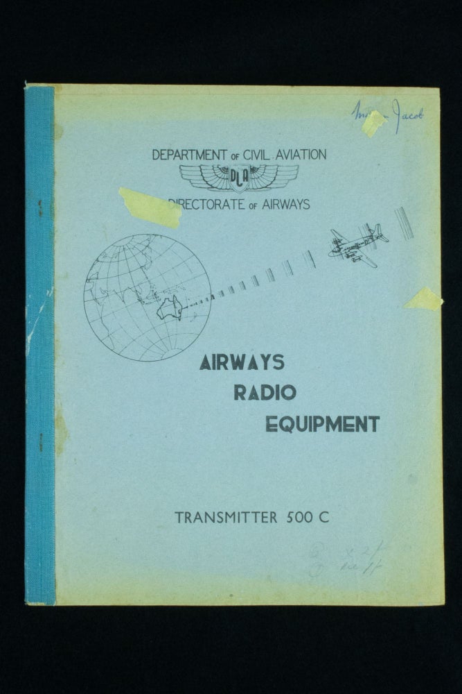 Item #1060 Airways Radio Equipment Airaco Medium Frequency and High Frequency Transmitter Type 500 C. Department of Civil Aviation Directorate of Airways, Commonwealth of Australia.