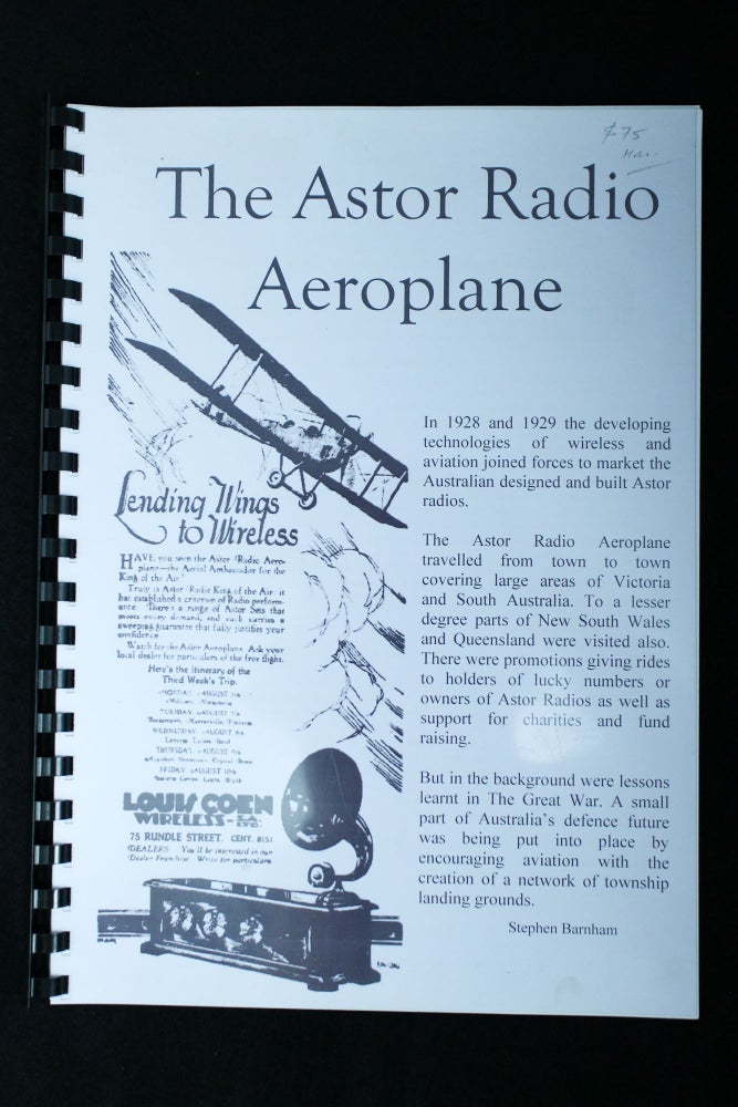 Item #1188 The Astor Radio Aeroplane. Stephen BARNHAM.