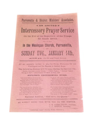 Item #3107 Parramatta and District Ministers' Association A United Intercessory Prayer Service on...