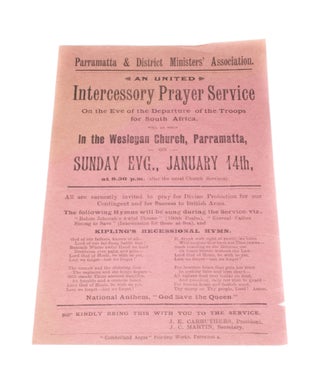 Item #3107 Parramatta and District Ministers' Association A United Intercessory Prayer Service on...