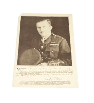 Item #4157 Photographic portrait signed by First World War Fighter Ace William 'Billy' Bishop....