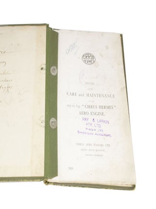 Item #4373 Notes on the care and maintenance of the 105/115 h.p. "Cirrus Hermes" Aero Engine....