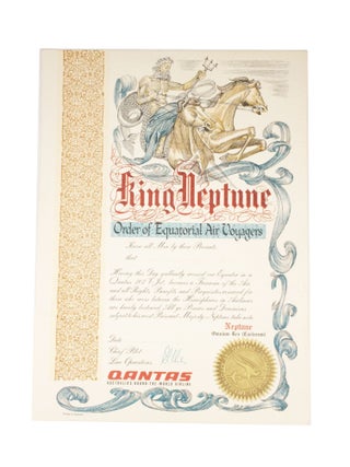 Item #4725 Qantas King Neptune Order of Equatorial Air Voyages. Qantas